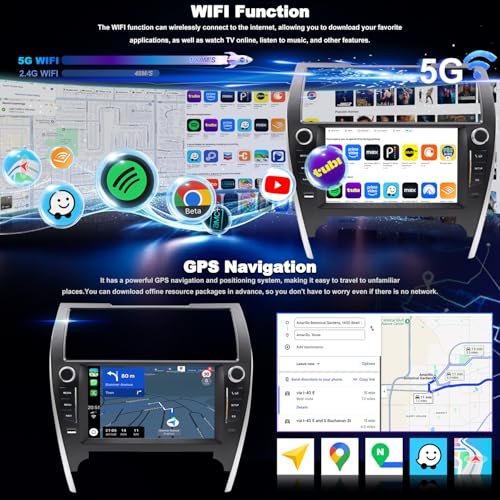 Aitrenlu 64G Upgrade Car Radio for Toyota Camry 2012 2013 2014, Wireless Carplay Android Auto, Android 13 Car Stereo, 9 Inch ISP Touch Screen, Bluetooth 5G WiFi/GPS/SWC/FM, with Backup Camera (Fit for J.B.L) - Image 5