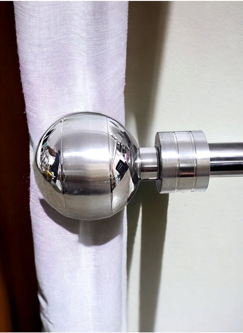 UPSCALE Set of 4 Big Round Finials with 4 side supporters for 25mm Curtain Rod|Stainless Steel Curtain Bracket|Curtain Accessories for Doors and Windows|Curtain Fittings|Curtain Holders  - Image 2