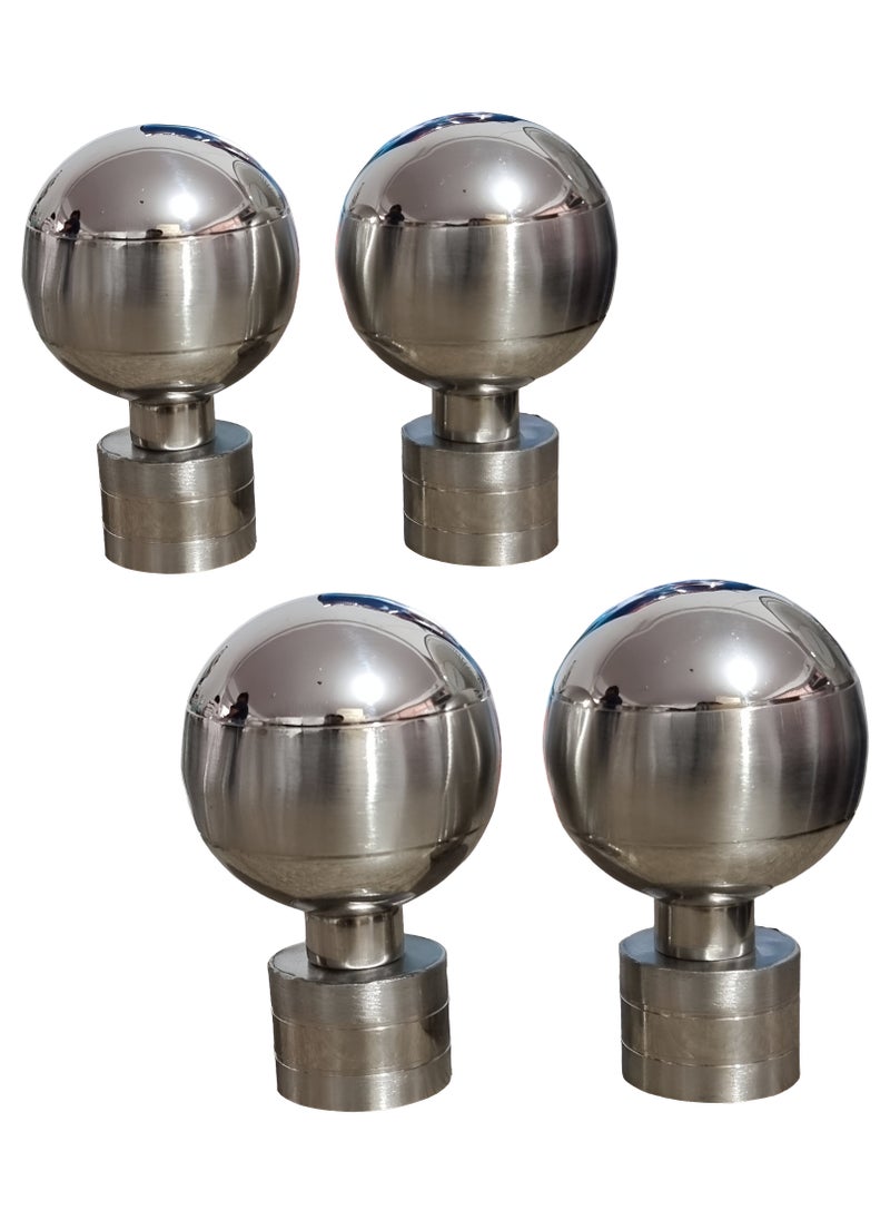UPSCALE Set of 4 Big Round Finials with 4 side supporters for 25mm Curtain Rod|Stainless Steel Curtain Bracket|Curtain Accessories for Doors and Windows|Curtain Fittings|Curtain Holders  - Image 1