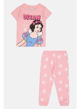 Disney Princess Toddlers Girl 2 Pcs Snow White Print  Top And Bottom Pyjama Set, Pink Combo  - Image 1