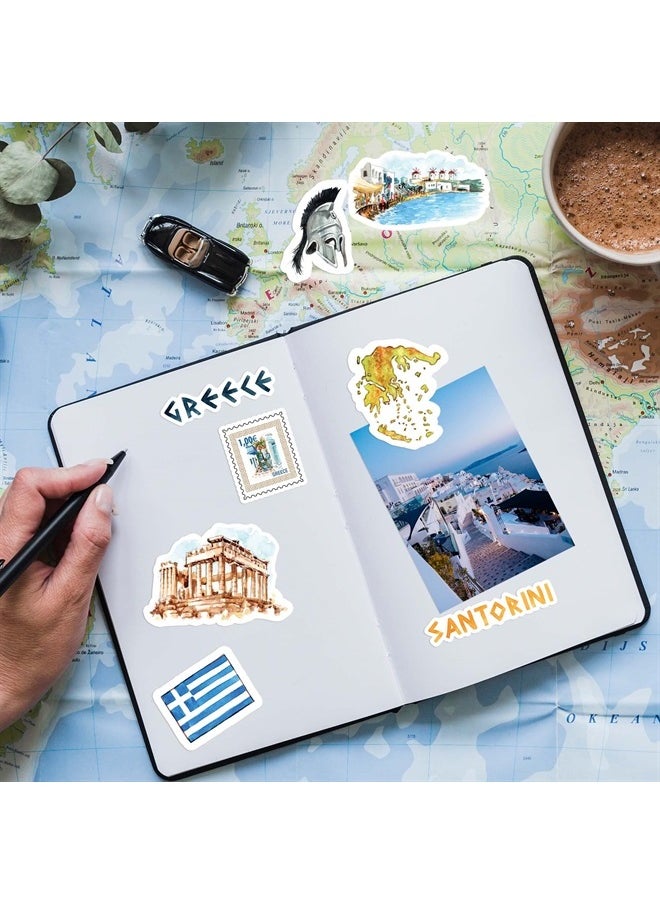 Navy Peony - NAVY PEONY Idyllic Greece Travel Stickers (29 Pieces) - Watercolor, Waterproof, Country Themed | Iconic Vacation Decals for Journals, Scrapbooks, Water Bottles, Suitcase - Image 1