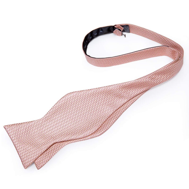 DiBanGu Rose Gold Bow Ties for Men Blush Pink Bow Tie and Pocket Square Cuffllinks Formal Business Wedding - Image 4