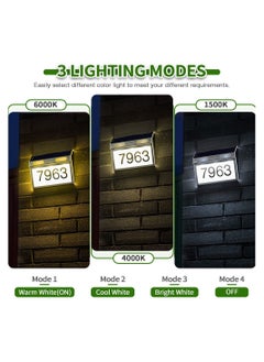 Generic Solar Address Sign Stainless Steel Durable House Numbers 3 Lighting Colors Modes Waterproof Modern House Numbers Lighted Address Plaque Outdoor LED Llluminated Address Numbers For House  - Image 3