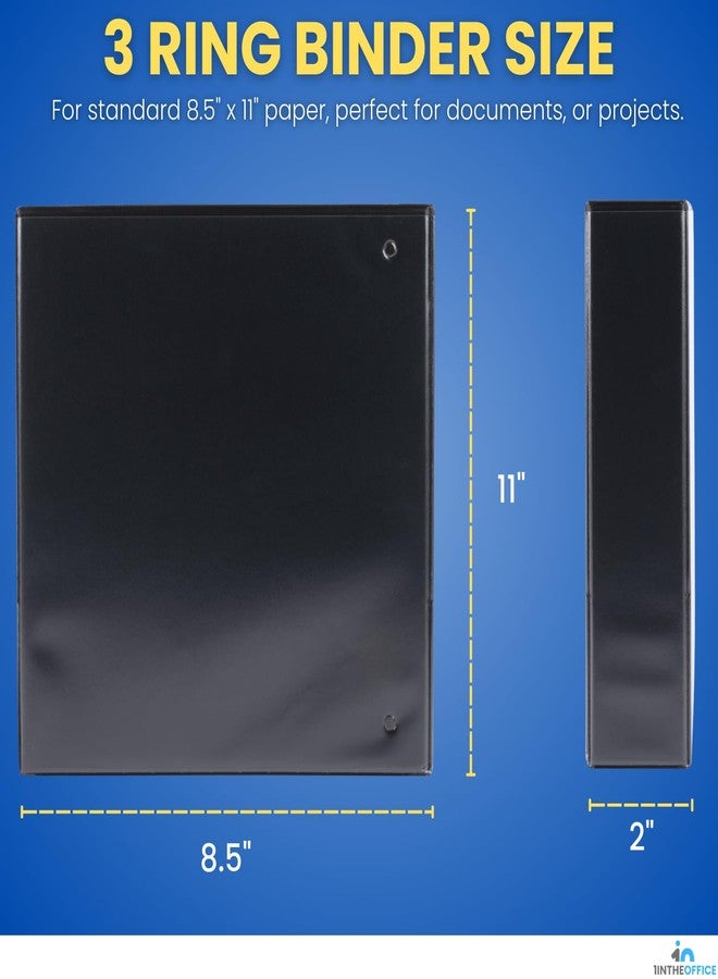 1InTheOffice 2 Inch 3 Ring Binder, D Ring Binder, View Binder with Label Holder, 8.5" x 11", 2" Capacity, Black, 2 Pack - Image 2