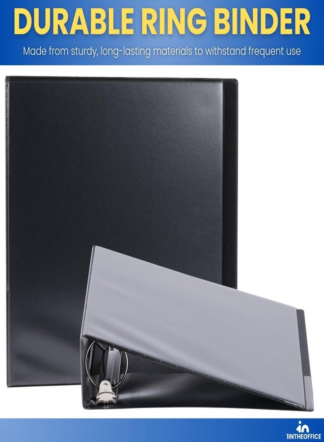 1InTheOffice 2 Inch 3 Ring Binder, D Ring Binder, View Binder with Label Holder, 8.5" x 11", 2" Capacity, Black, 2 Pack - Image 4