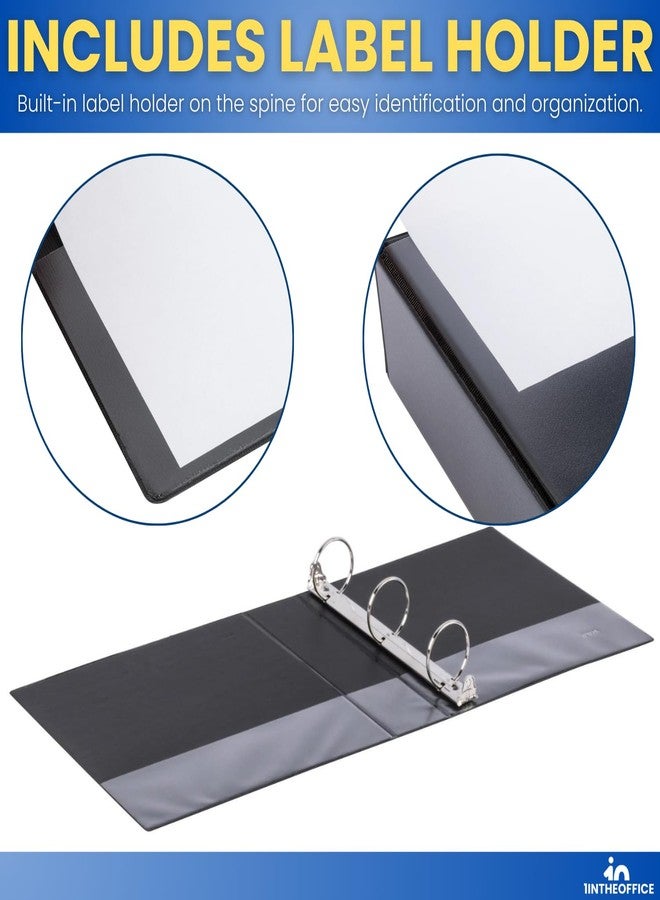 1InTheOffice 2 Inch 3 Ring Binder, D Ring Binder, View Binder with Label Holder, 8.5" x 11", 2" Capacity, Black, 2 Pack - Image 5