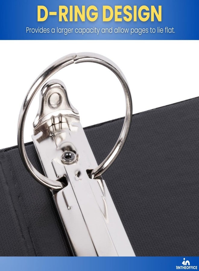 1InTheOffice 2 Inch 3 Ring Binder, D Ring Binder, View Binder with Label Holder, 8.5" x 11", 2" Capacity, Black, 2 Pack - Image 3