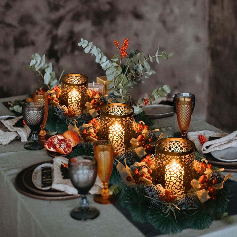 kolnlala Metal Candle Holders Set of 3, Decorative Tealight Candle Holder Sets, Candlestick for Pillar Vintage Style Perfect for Tabletop Centerpieces (Black, Bubble Pattern) - Image 4