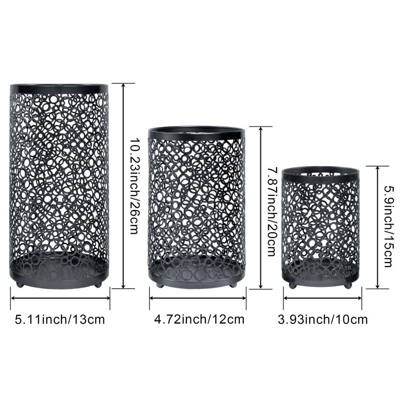 kolnlala Metal Candle Holders Set of 3, Decorative Tealight Candle Holder Sets, Candlestick for Pillar Vintage Style Perfect for Tabletop Centerpieces (Black, Bubble Pattern) - Image 3
