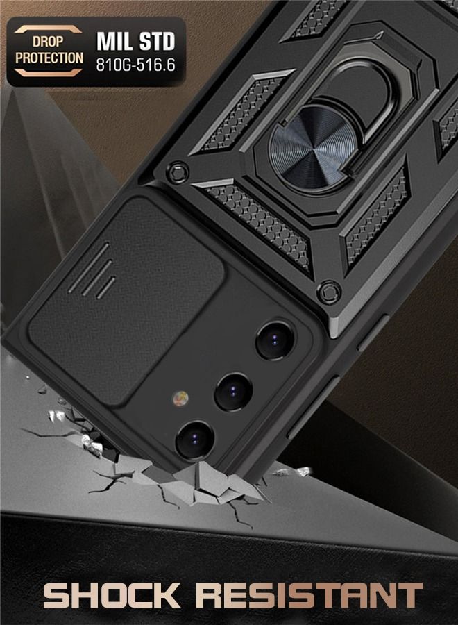 GROIC Case for Samsung Galaxy S23 Plus 6.6" with Removable Kickstand and Card Holder, Slide Camera Cover Hybrid Heavy Duty Hard Luxury Phone Shell - Image 2