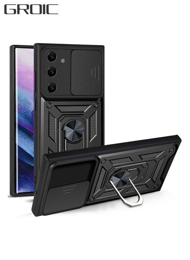 GROIC Case for Samsung Galaxy S23 Plus 6.6" with Removable Kickstand and Card Holder, Slide Camera Cover Hybrid Heavy Duty Hard Luxury Phone Shell - Image 1