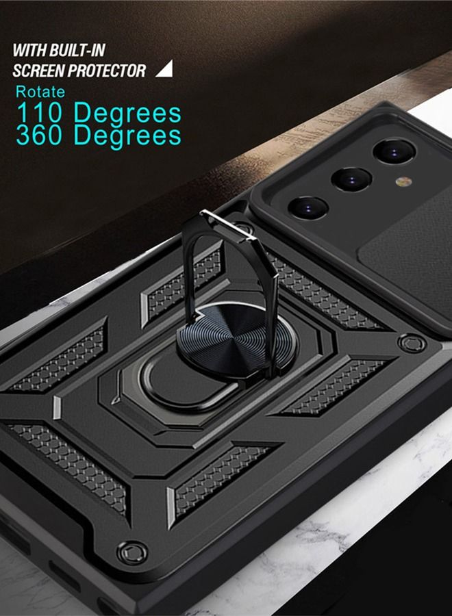 GROIC Case for Samsung Galaxy S23 Plus 6.6" with Removable Kickstand and Card Holder, Slide Camera Cover Hybrid Heavy Duty Hard Luxury Phone Shell - Image 3