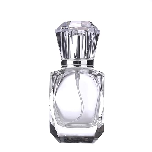 Elandy 30ML1oz Empty Clear Glass Perfume Spray Bottle with Crystal Lid Portable Cosmetic Travel Container Jars Vial Fragrance Fine Mist Spray Bottle Perfume Dispenser - Image 1