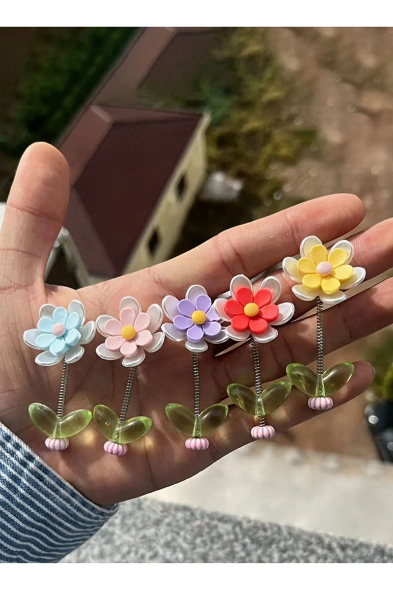 زينه سياره 5 قطع ديكور سياره  بتصميم زهور بالوان زاهيه  لاضافة لمسه مميزه الى ديكور سيارتك - Image 4