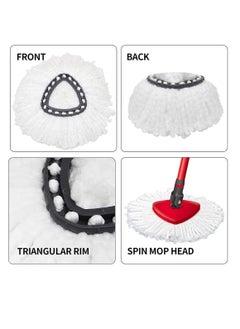 Zalcoon 4 Spin Mop Heads Replacement, Handle, Base & Scrub Brush Compatible with Vileda EasyWiring Head Replacement for Floor Cleaning, ,Triangle Shape (White)  - Image 5