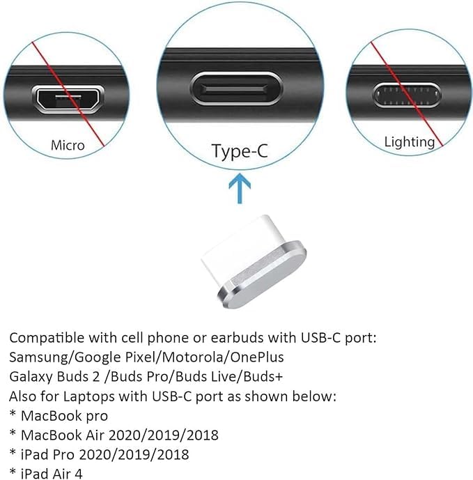 Enclave USB C Dust Plug, Type C Anti Dust Plug Cover Charging Port Protector Cap with Cleaning Brush for All USB C Devices.(Pack of 2) (Silver) - Image 3