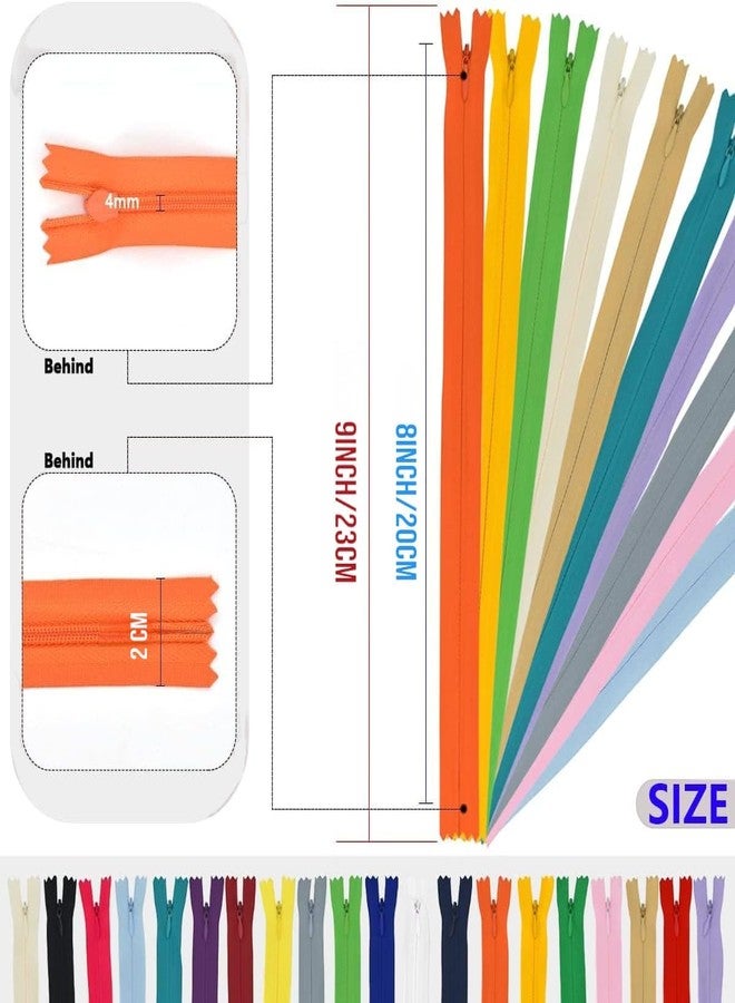 RIANZ® 8 Inch - 30 Pcs Nylon Invisible Zippers, Sewing Bulk Zip Supplies in 15 Colors for Tailor Sewing Crafts, Dresses, Skirts, Pants and DIY Crafter's Special (Multicolor - Pack of 30) - Image 3