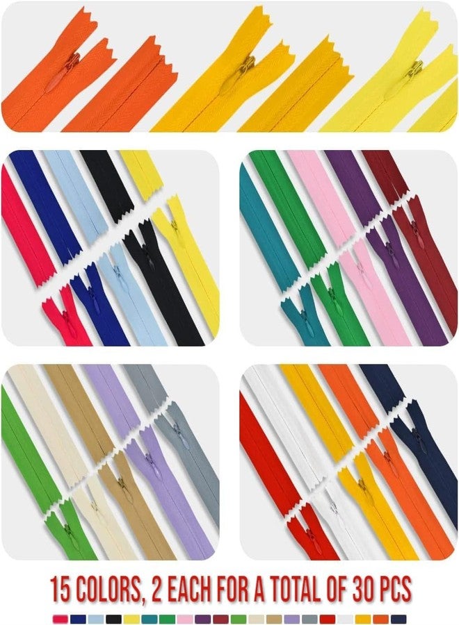 RIANZ® 8 Inch - 30 Pcs Nylon Invisible Zippers, Sewing Bulk Zip Supplies in 15 Colors for Tailor Sewing Crafts, Dresses, Skirts, Pants and DIY Crafter's Special (Multicolor - Pack of 30) - Image 4