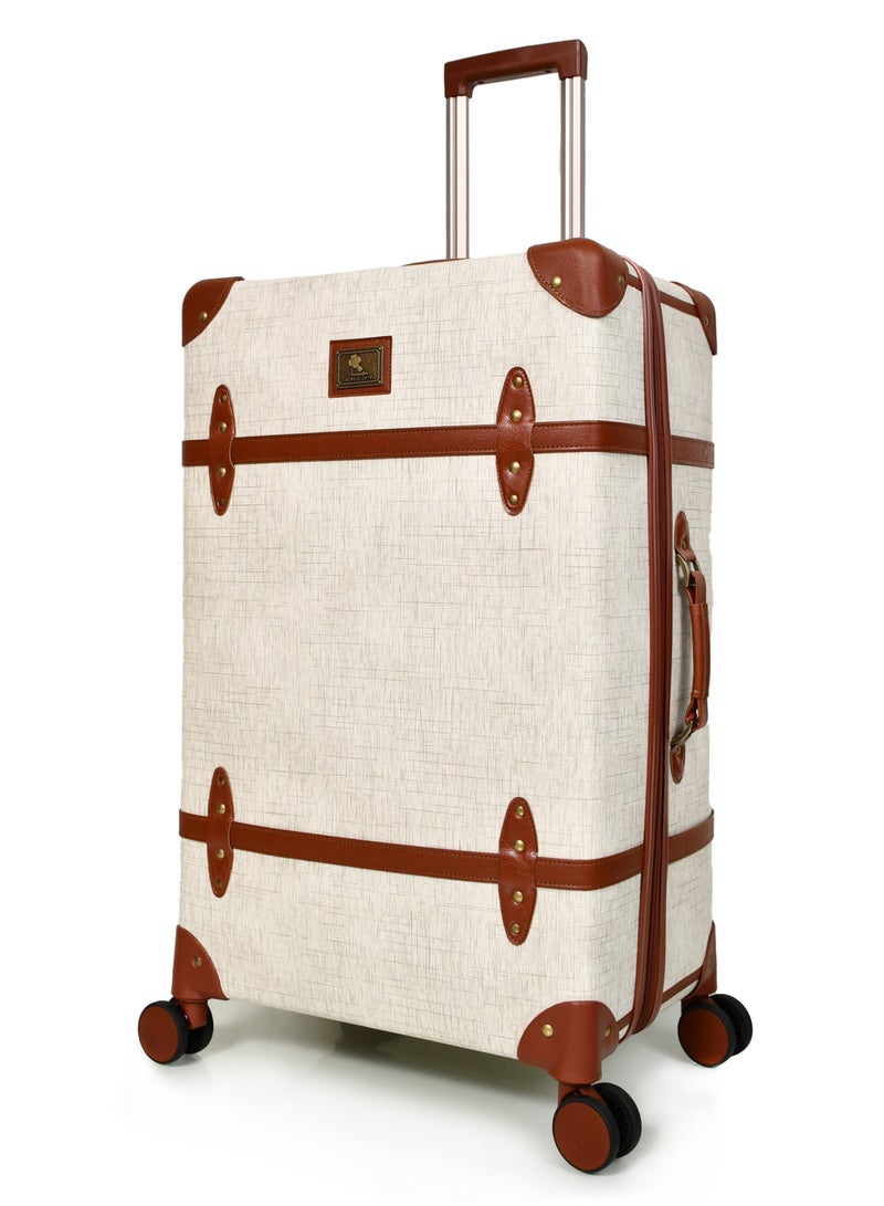 Morano Classic Leather Luggage 4 Pcs Set Baige 28''-24''-20'''-13''Inch - Image 3