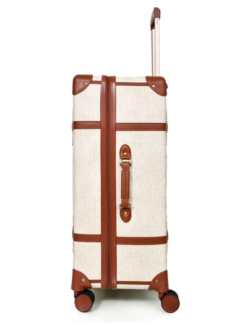 Morano Classic Leather Luggage 4 Pcs Set Baige 28''-24''-20'''-13''Inch - Image 5