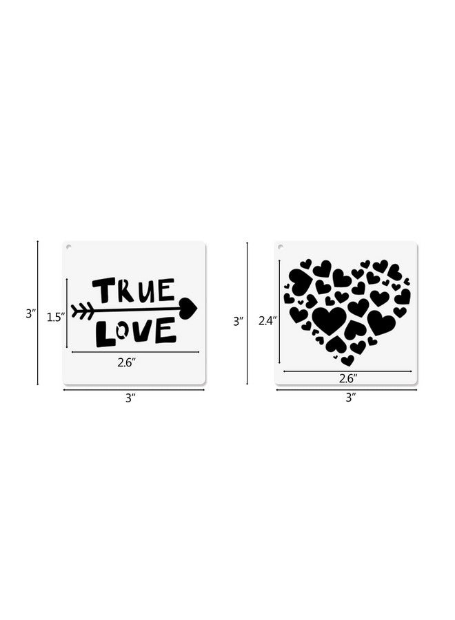 CODOHI 30 Pcs Valentine'S Day Heart Love Stencils Love Stencils For Painting On Wood Slice Reusable Plastic Templates For Valentine'S Day Wedding Envelopes Scrapbook Making Art & Diy Crafts 3X3 Inch - Image 2