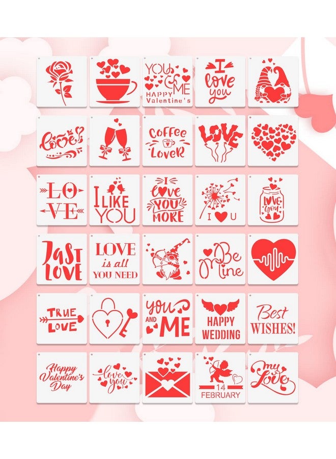 CODOHI 30 Pcs Valentine'S Day Heart Love Stencils Love Stencils For Painting On Wood Slice Reusable Plastic Templates For Valentine'S Day Wedding Envelopes Scrapbook Making Art & Diy Crafts 3X3 Inch - Image 1