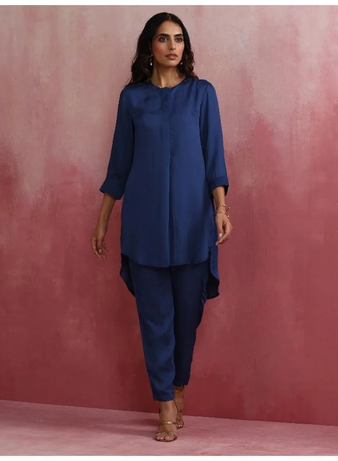 Blue Modal High Low Kurta Co-ord Set