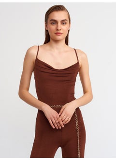 Dilvin 70331 Ruffle Collar Belted Jumpsuit-Red Brown  - Image 4