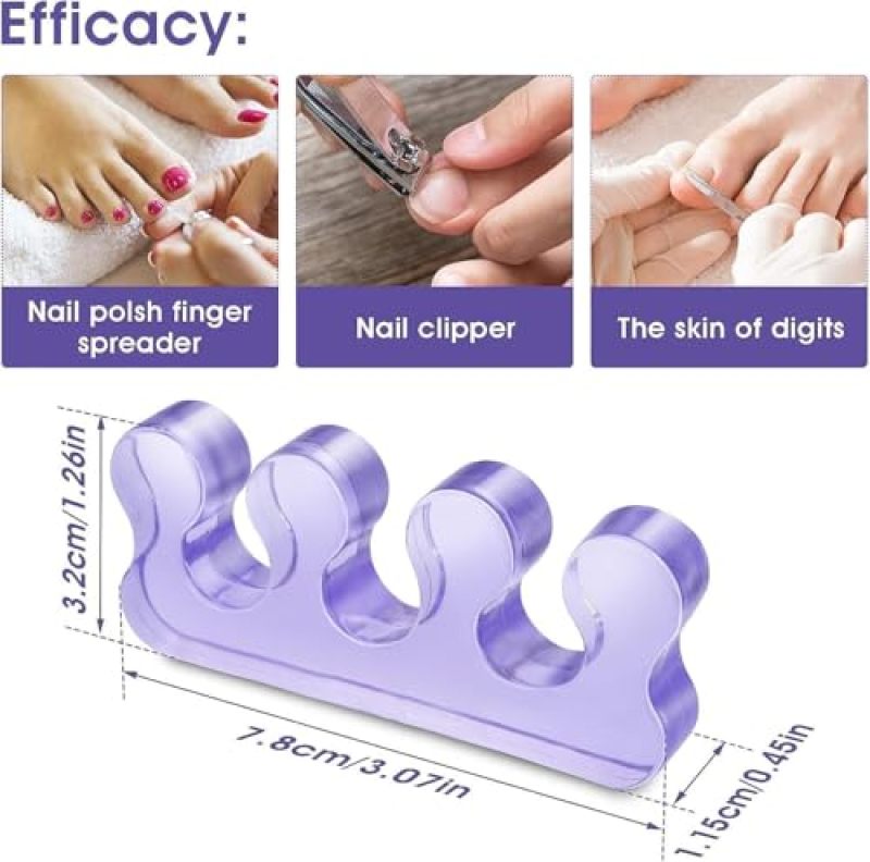 Gel Toe Spacers Reusable Soft Gel Washable Pedicure Tools - Smudge-Free Nail Polish Application Comfortable Toe Separators for Home Salon - Image 2