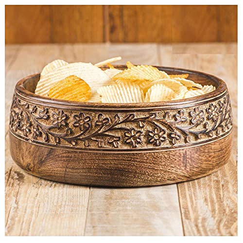 ZYNTIX Wooden Serving Bowls Mango Wood with Hand Carved for Breakfast, Snacks Soup Serve-Ware Salad Bowl, Serving Bowl for Home Kitchen, Wooden Bowl, Bowls for Snacks for Home - Image 2