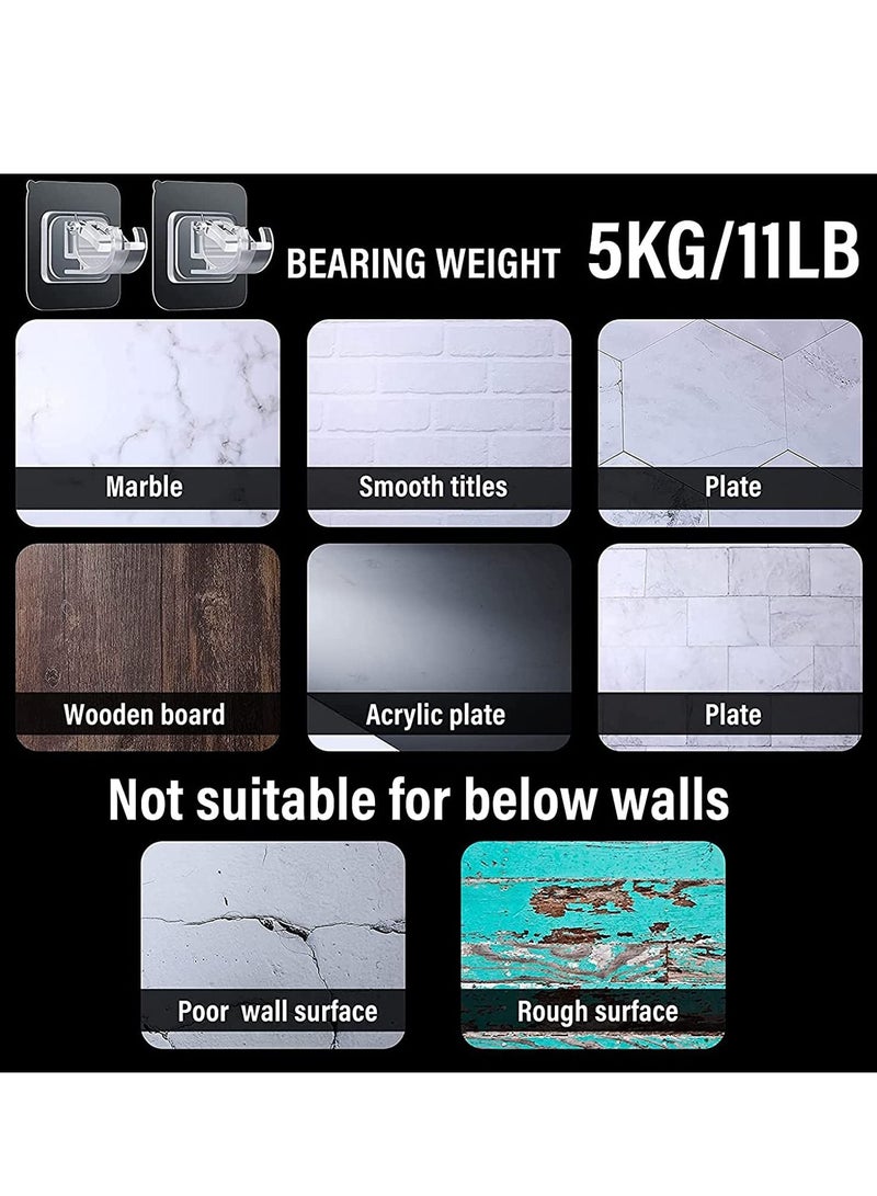 Adjustable Rod Bracket, Self-Adhesive Curtain Hook No Drill Fixing Rod Holder Bracket Drapery Hook Curtain Pole Towel ABS Wall Bracket Hook for Home Bathroom Living Room Hotel Use (6 Pieces, Clear) - Image 3