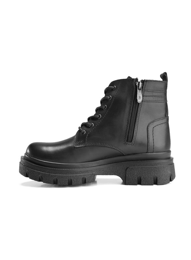 Crest Contemporary Black Leather Boots