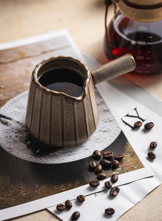 YHOJOY Espresso Cup, Ceramic Espresso Measuring Cup with Handle, Expresso Shots Cups with Spout, Espresso Accessories, 200ML/6 OZ, Dark Agate Red - Image 3