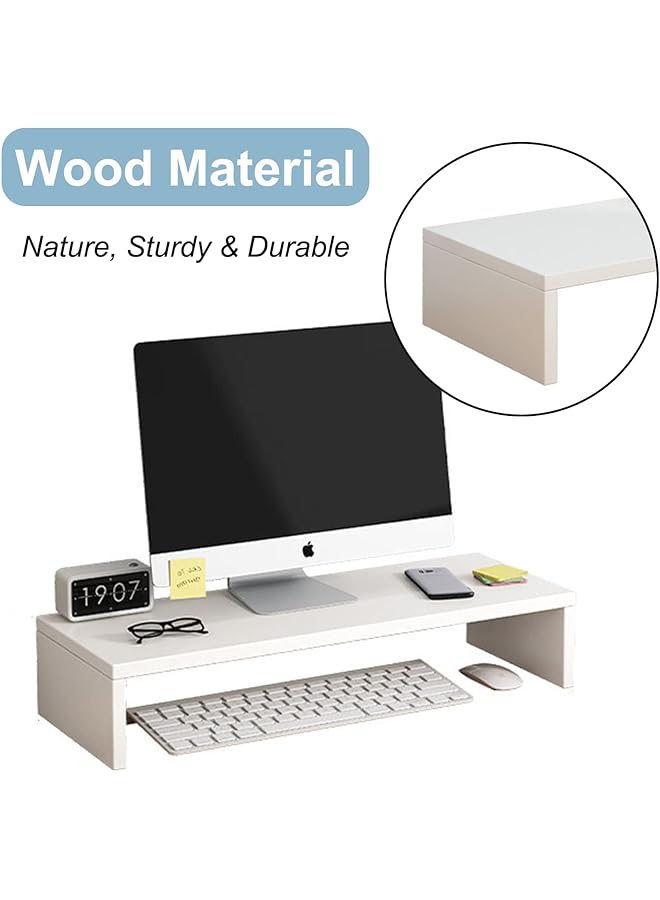 erorex Monitor Stand Riser Desk Organizer For Laptop Computer Wood Monitor Stand For Printer Pc Save Space Laptop Stand Desk For Home And Office Use Wood Black White  - Image 3