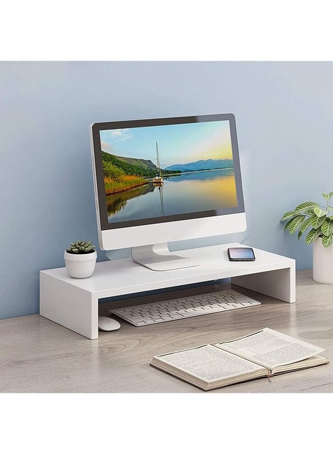 erorex Monitor Stand Riser Desk Organizer For Laptop Computer Wood Monitor Stand For Printer Pc Save Space Laptop Stand Desk For Home And Office Use Wood Black White  - Image 4