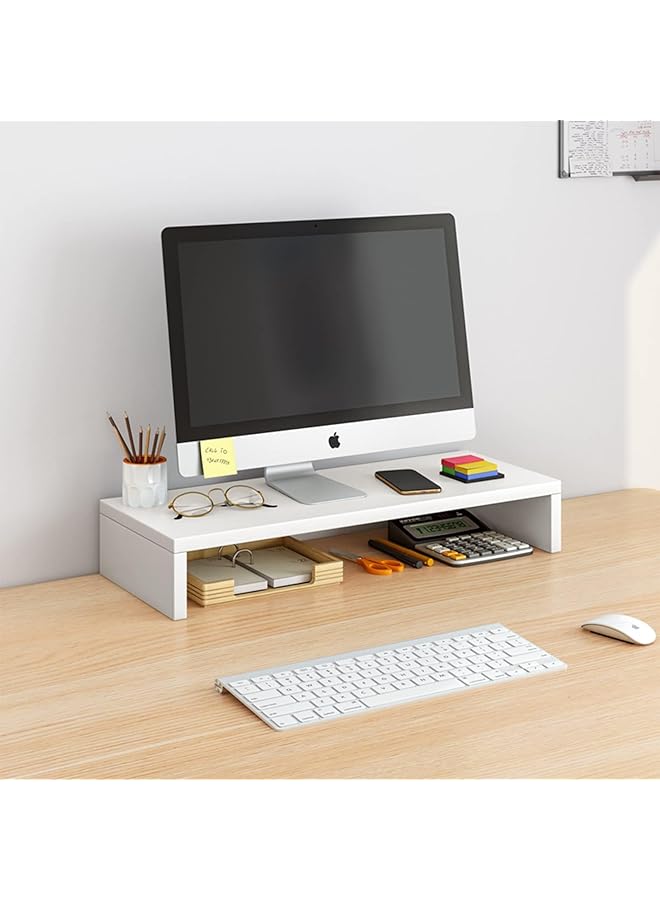 erorex Monitor Stand Riser Desk Organizer For Laptop Computer Wood Monitor Stand For Printer Pc Save Space Laptop Stand Desk For Home And Office Use Wood Black White  - Image 2