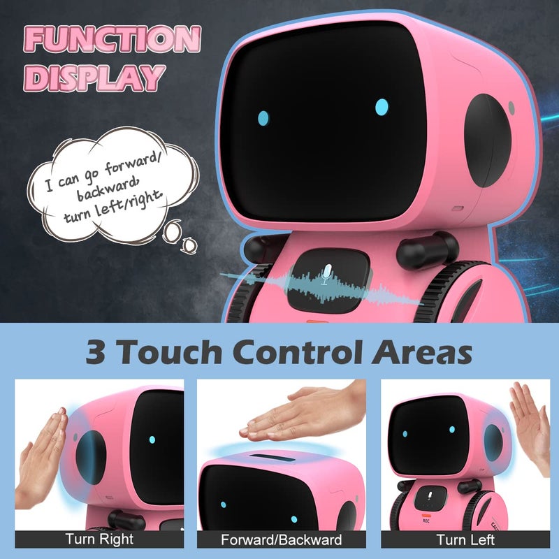 KaeKid Robots for Girls 3-5, Interactive Smart Robotic with Touch Sensor, Voice Control, Speech Recognition, Singing, Dancing, Repeating and Recording, Gift for Kids - Image 4