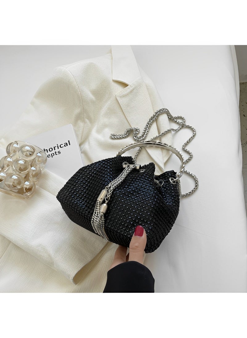 REOCLE Women's Full Diamonds Bucket Handbag Rhinestone Clutch Purse Evening Clutch for Women Party Prom Cocktail Wedding  - Image 5