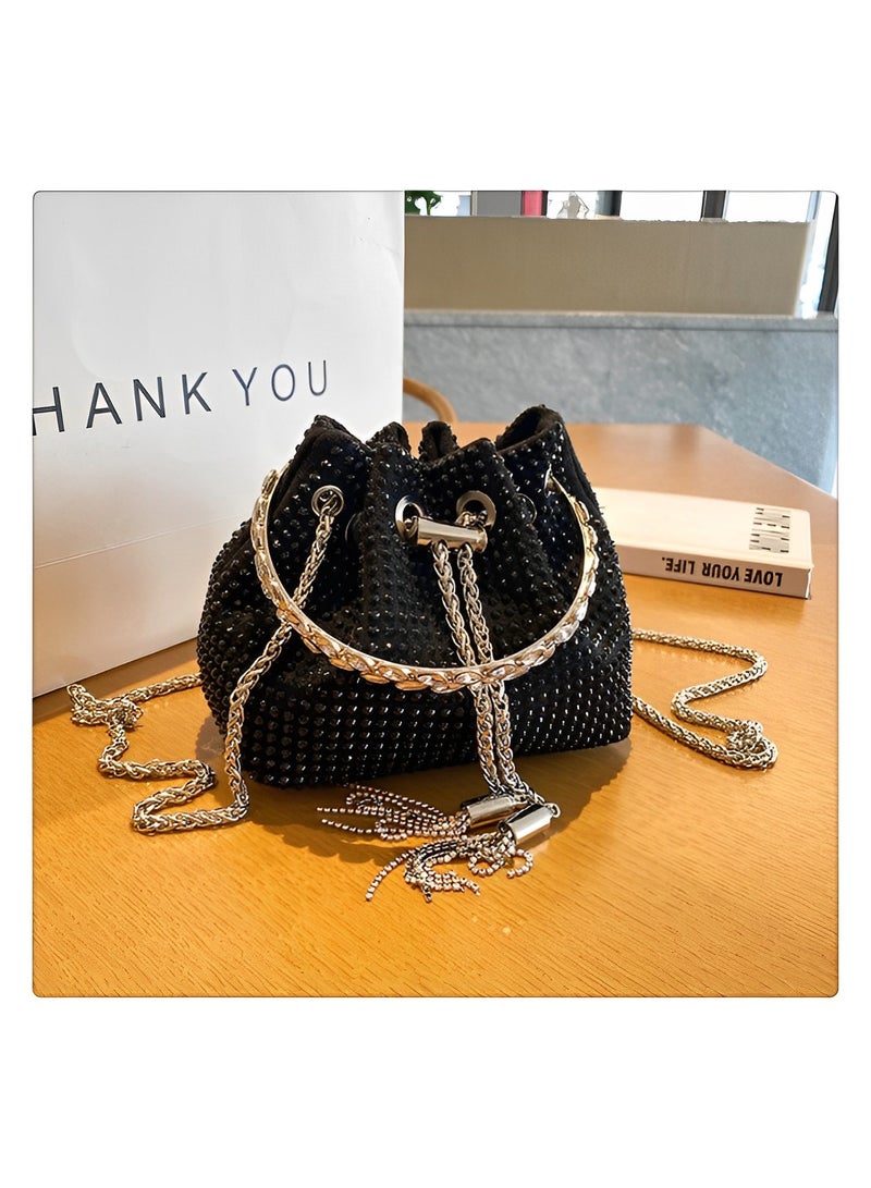 REOCLE Women's Full Diamonds Bucket Handbag Rhinestone Clutch Purse Evening Clutch for Women Party Prom Cocktail Wedding  - Image 2