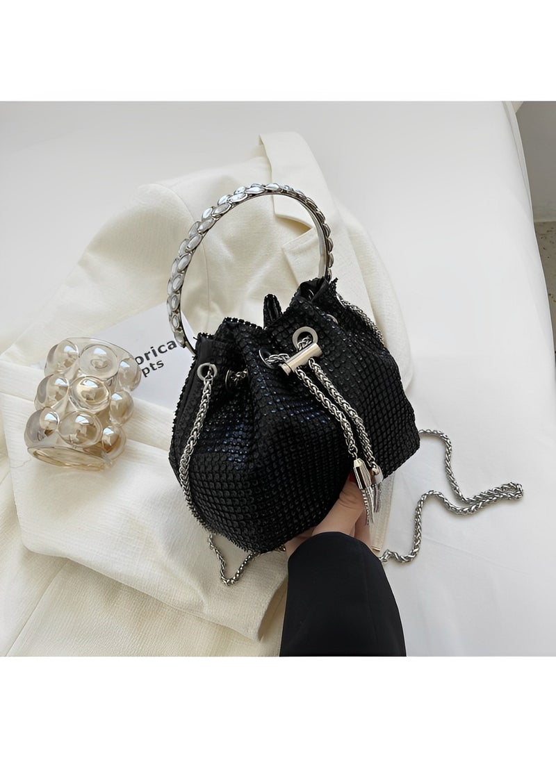 REOCLE Women's Full Diamonds Bucket Handbag Rhinestone Clutch Purse Evening Clutch for Women Party Prom Cocktail Wedding  - Image 4