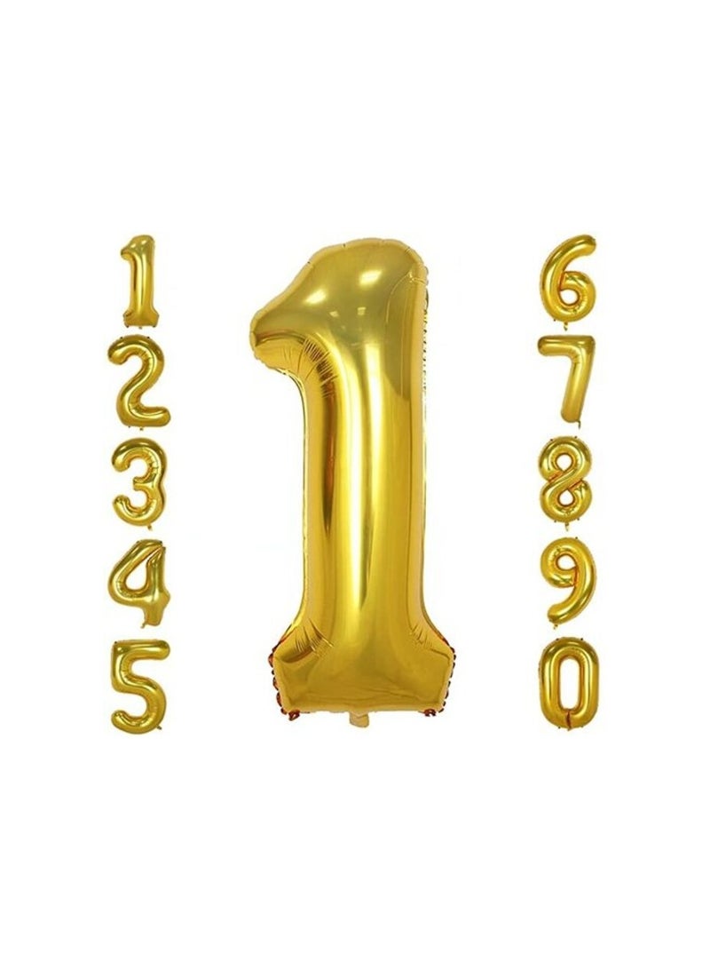 Changzhong - (Number 1, Gold) - 100Cm Big Number Balloons Gold Mylar Foil Large Number 1 Giant Helium Balloon Birthday Party Decoration