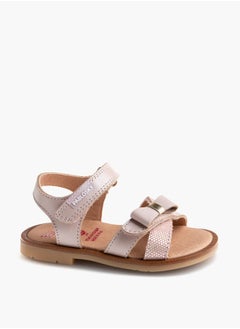 Pablosky Girls' Bow Accent Strap Sandals with Hook and Loop Closure  - Image 1