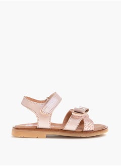 Pablosky Girls' Bow Accent Strap Sandals with Hook and Loop Closure  - Image 2