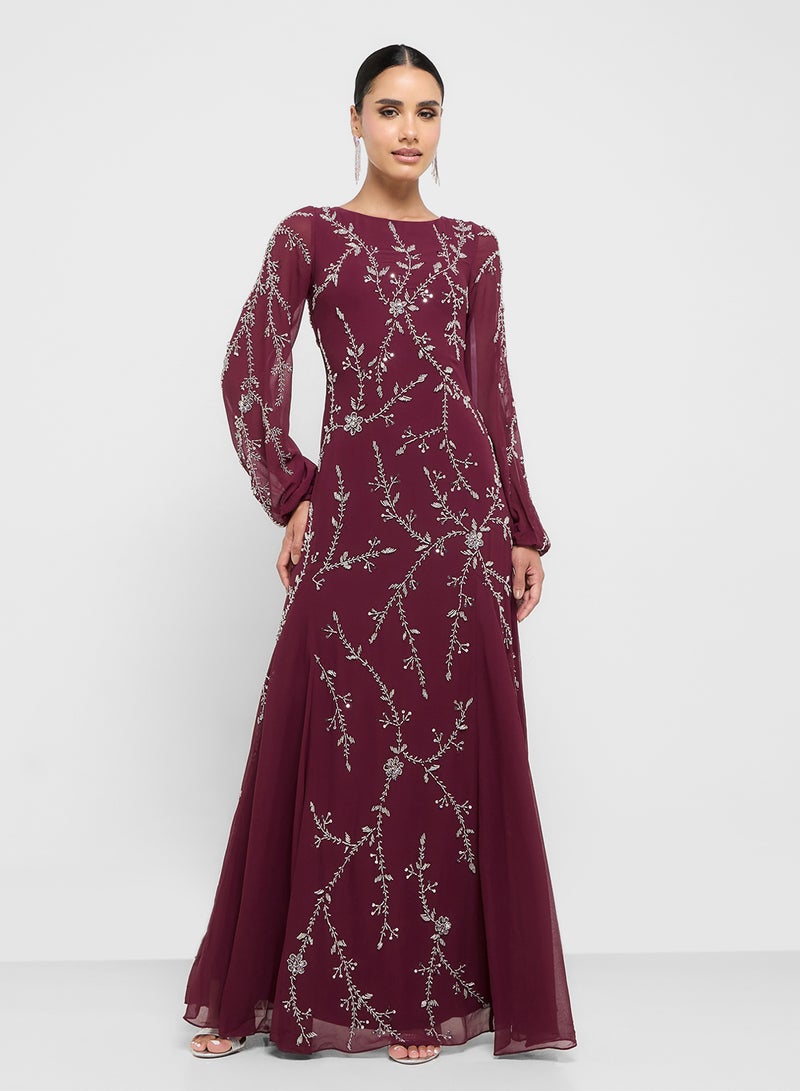 Frock and Frill Embellished Long Sleeve Maxi Dress  - Image 4
