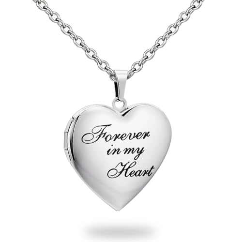 PHOCKSIN Forever In My Heart Locket Necklace For Women Lockets For Girlfriend That Hold Pictures Gifts For Christmas Mothers Day - Image 1