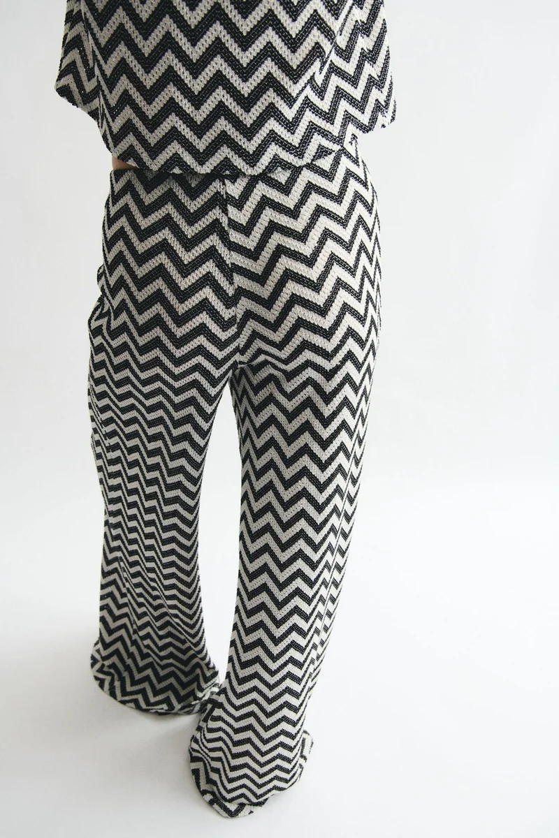 H&M Wide jacquard-knit trousers