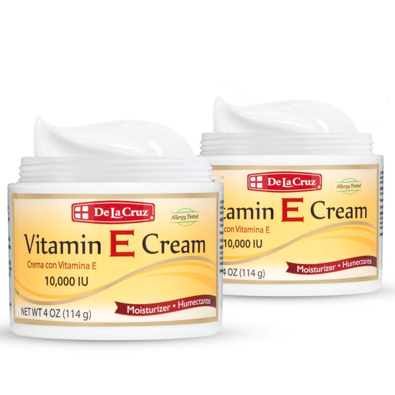 De La Cruz Vitamin E Cream Moisturizer for Face and Neck - Moisturizing Skin Care for All Skin Types - Made in USA, 4 oz (2 Pack) - Image 1