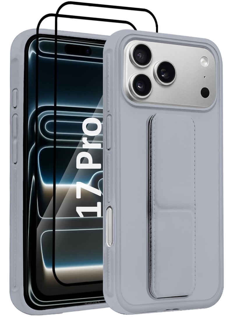 CATANES 3 Packs Premium PU Leather Case for iPhone 17 Pro with Stand Function Shockproof and Anti Scratch Finger Grip with Two 3D Screen Protector - Image 2