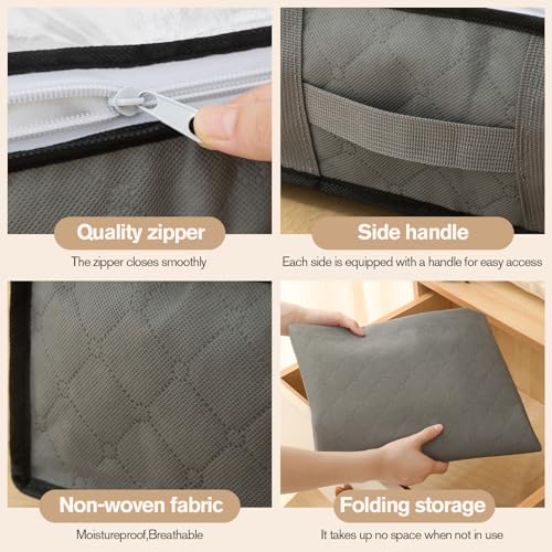 Fasolara 90L Under Bed Storage Containers, Foldable black Underbed Storage Bags - Closet Organizers and Storage Bins for Wrapping Paper, Blanket, Clothing, Comforter, Sweaters, Pillows, Linen Sheets - Image 5
