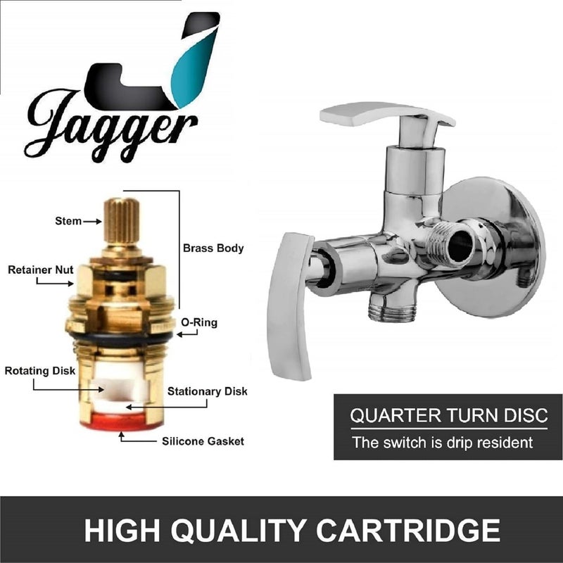 JAGGER JAG602 Full Brass Quarter turn 2 Way Angle Valve, Chrome Finish 2 in 1 Angle Valve for Pipe Connection in Bathroom with Wall Flange and Teflon Tape (SOFT) - Image 4